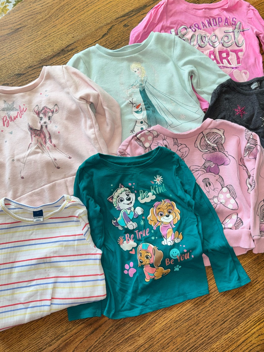 Set of 7 e3t Girls long sleeve and sweatshirt Paw Patrol disney frozen elsa olaf